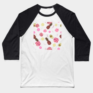 Avocado, roses, pineapple summer time beautiful romantic design Baseball T-Shirt